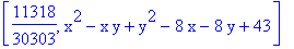 [11318/30303, x^2-x*y+y^2-8*x-8*y+43]